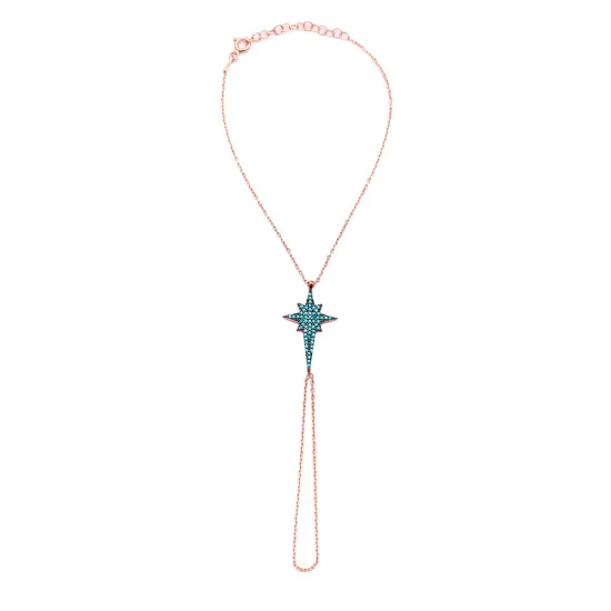 Turkish Nano Turquoise North Star Slave Silver Bracelet