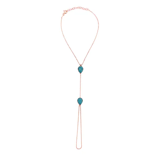 Turkish Nano Turquoise Drop Shape Slave Silver Bracelet