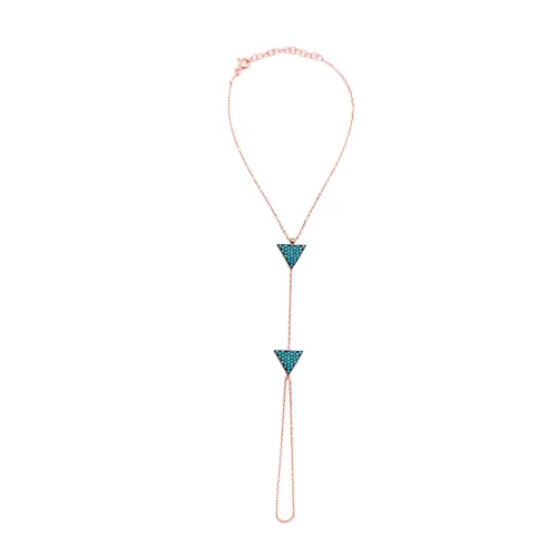 Turkish Turquoise Triangle Hand Chain Silver Bracelet