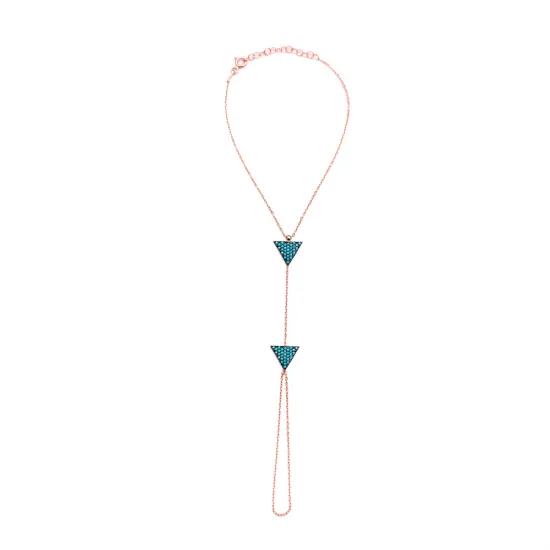 Turkish Turquoise Triangle Hand Chain Silver Bracelet Turkish Turquoise Triangle Hand Chain Silver Bracelet