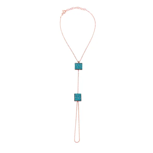 Turkish Turquoise Square Hand Chain 925 Silver Bracelet