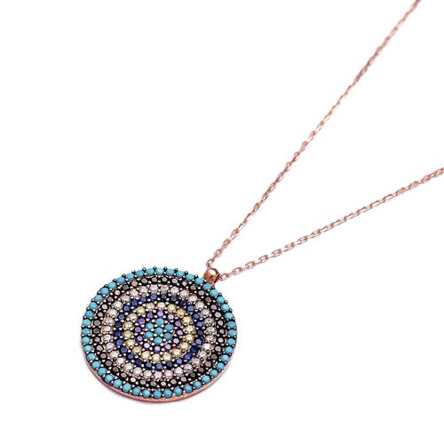 Turkish Colorful Round Shape 925K Pendant in Silver
