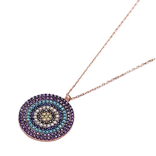 Turkish Colorful Round Shape 925K Pendant 925 Silver Turkish Colorful Round Shape 925K Pendant 925 Silver