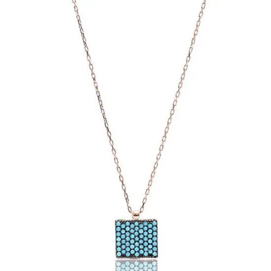 Nano Turquoise Square Shape Turkish Wholesale Silver Pendant Nano Turquoise Square Shape Turkish Wholesale Silver Pendant