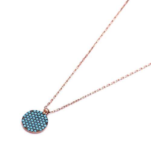 Turkish 925 Silver Nano Turquoise Round Shape Pendant