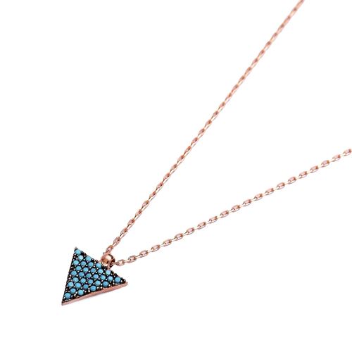 Turkish Nano Turquoise Triangle Shape Silver Pendant