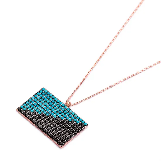 Silver Nano Turquoise Rectangle Shape Rectangle Pendant Silver Nano Turquoise Rectangle Shape Rectangle Pendant