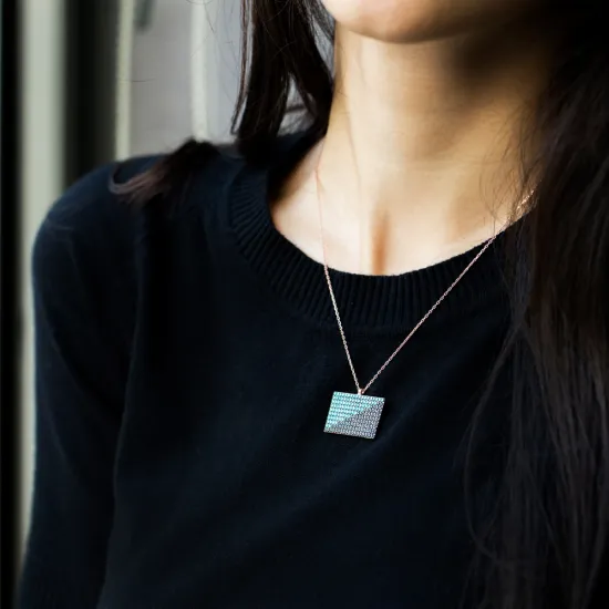 Silver Nano Turquoise Rectangle Shape Rectangle Pendant Silver Nano Turquoise Rectangle Shape Rectangle Pendant