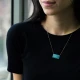 Nano Turquoise Rectangle Rectangle 925 Silver Pendant | 925 Sterling Silver Wholesale | Sade Silver Nano Turquoise Rectangle Rectangle 925 Silver Pendant - Sade 925 Silver Jewelry