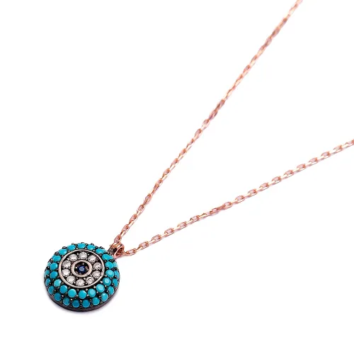 Turkish Nano Turquoise Evil Eye 925 Silver Pendant