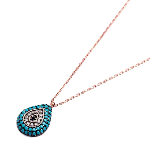 Turkish Nano Turquoise Drop 925 Sterling Silver Pendant