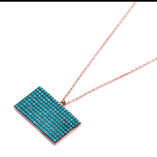 Turkish Silver Nano Turquoise Rectangle Shape Pendant