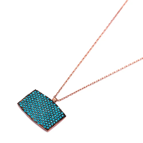 Turkish Nano Turquoise Rectangle 925 Silver Pendant