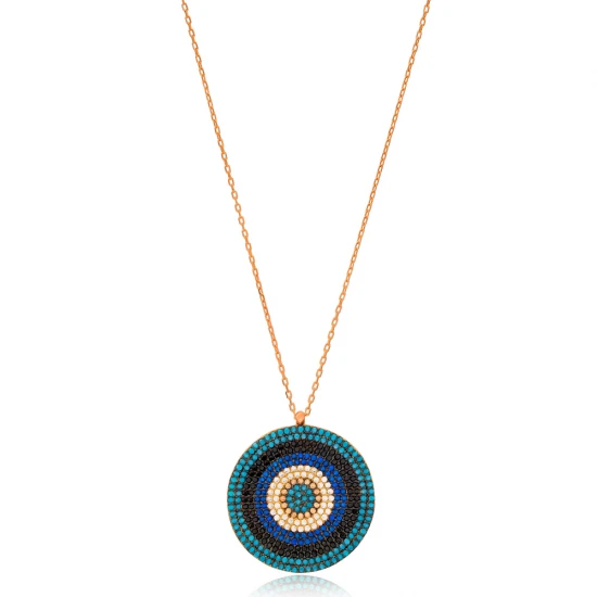Turkish Evil Eye Sterling Silver Pendant | 925 Sterling Silver Wholesale | Sade Silver Turkish Evil Eye Sterling Silver Pendant - Sade 925 Silver Jewelry