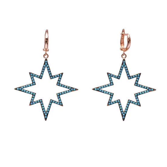 Turkish Star Dangle Earrings in 925 Sterling Silver Turkish Star Dangle Earrings in 925 Sterling Silver