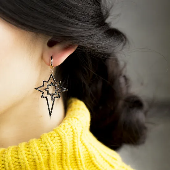 Turkish Sterling Silver Star Dangle Earrings Turkish Sterling Silver Star Dangle Earrings
