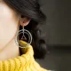 Turkish Triangle Shape Round Dangle 925 Silver Earrings Turkish Triangle Shape Round Dangle 925 Silver Earrings