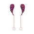 Dangle Pearl Amethyst Wing Long Earrings