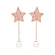 Turkish Star And Pearl CZ Long Sterling Silver Earrings Turkish Star And Pearl CZ Long Sterling Silver Earrings