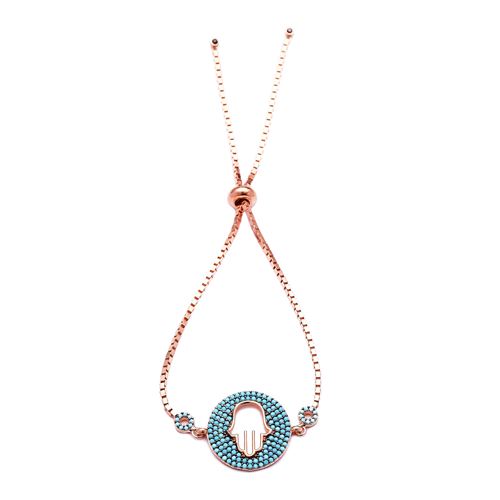 Turkish Hamsa Adjustable Tennis 925 Silver Bracelet