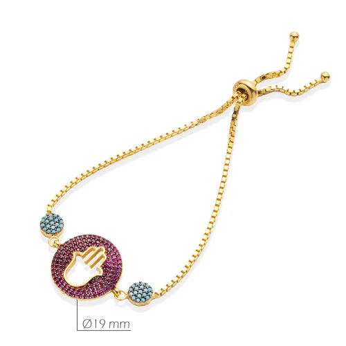 Turkish Hamsa Adjustable Tennis Silver Bracelet