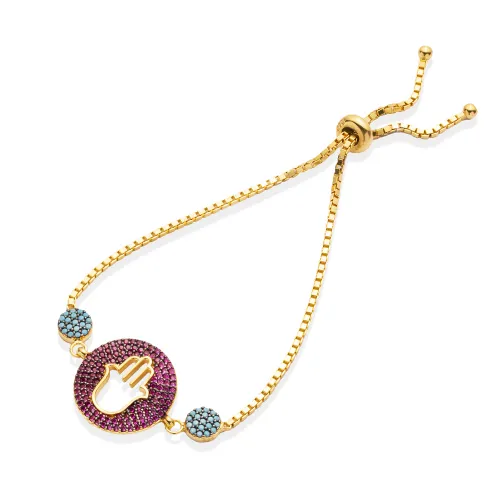 Turkish Hamsa Adjustable Tennis Silver Bracelet