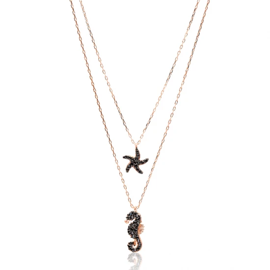 Turkish Seahorse And Starfish Sterling Silver Pendant - Sade 925 Silver Jewelry