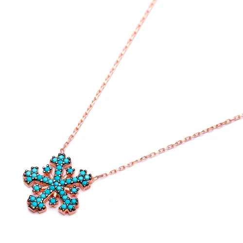Turkish Nano Turquoise Snowflake Silver Pendant