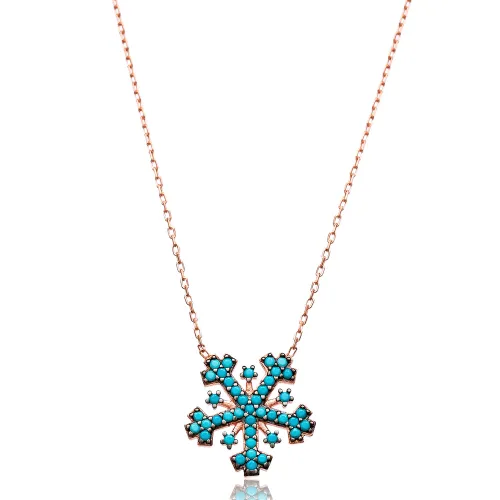 Turkish Nano Turquoise Snowflake Silver Pendant