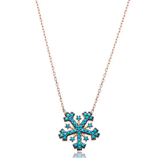 Turkish Nano Turquoise Snowflake Silver Pendant Turkish Nano Turquoise Snowflake Silver Pendant