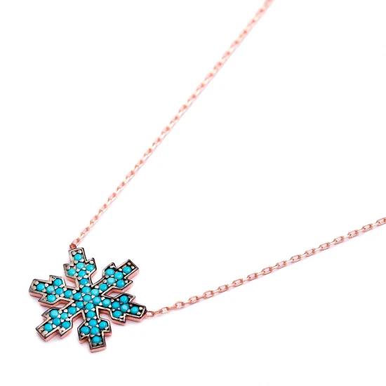 Turkish 925 Silver Nano Turquoise Snowflake Pendant Turkish 925 Silver Nano Turquoise Snowflake Pendant