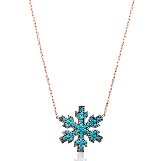 Turkish 925 Silver Nano Turquoise Snowflake Pendant Turkish 925 Silver Nano Turquoise Snowflake Pendant