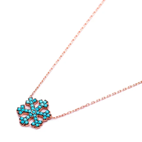 Turkish Nano Turquoise Snowflake Pendant in 925 Silver