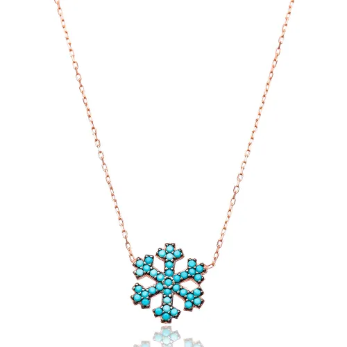Turkish Nano Turquoise Snowflake Pendant in 925 Silver
