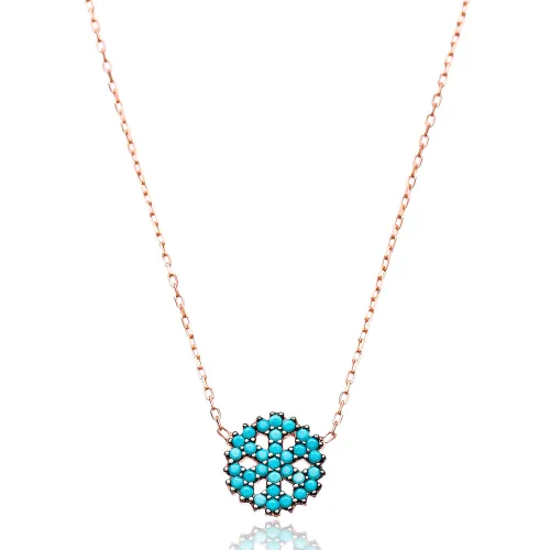 Turkish Snowflake Nano Turquoise 925 Silver Pendant