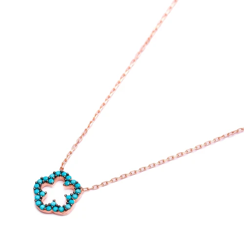 Turkish Nano Turquoise Clover Sterling Silver Pendant
