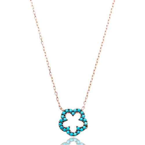 Turkish Nano Turquoise Clover Sterling Silver Pendant