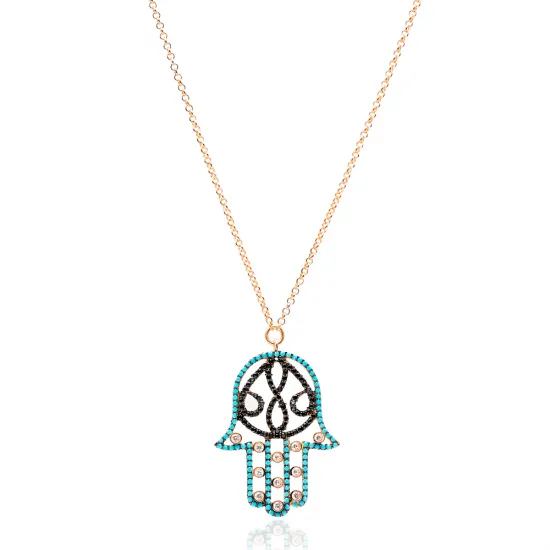 Turkish Hamsa Nano Turquoise Sterling Silver Pendant Turkish Hamsa Nano Turquoise Sterling Silver Pendant