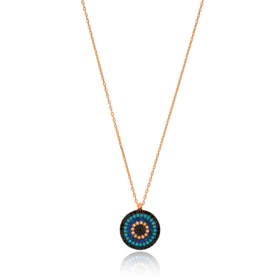 Turkish 925 Sterling Silver Evil Eye Pendant | 925 Sterling Silver Wholesale | Sade Silver Turkish 925 Sterling Silver Evil Eye Pendant - Sade 925 Silver Jewelry