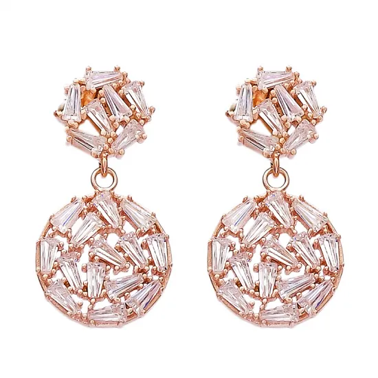 Turkish Dangle Baguette CZ 925 Silver Earrings