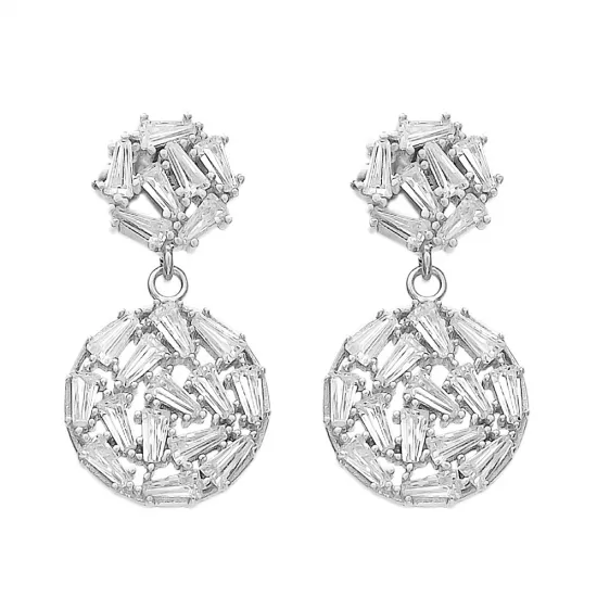 Turkish Dangle Baguette CZ 925 Silver Earrings