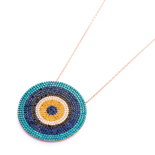 Turkish Evil Eye Round 925 Sterling Silver Pendant
