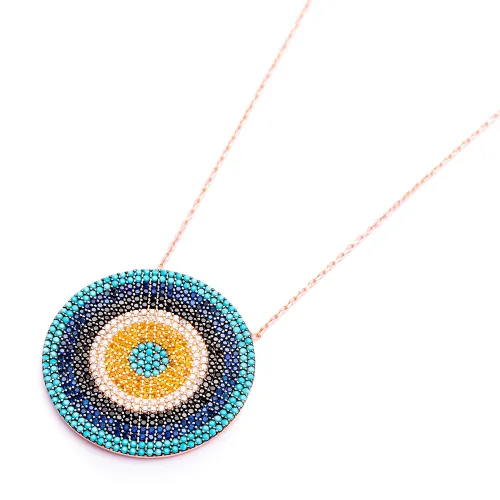 Turkish Evil Eye Rounded 925 Sterling Silver Pendant