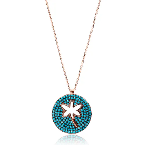 Nano Turquoise Dragonfly Round CZ 925 Silver Pendant