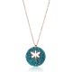 Nano Turquoise Dragonfly Round CZ 925 Silver Pendant