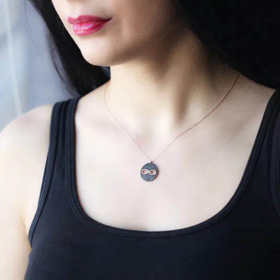 Turkish Black CZ Infinity 925 Sterling Silver Pendant