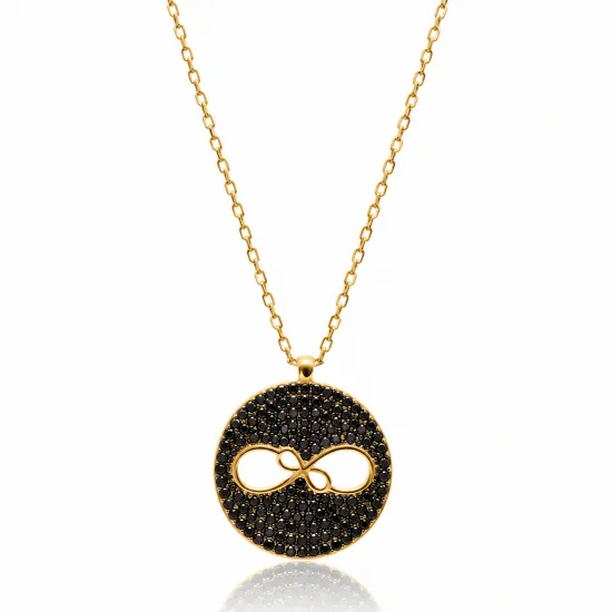 Turkish Black CZ Infinity 925 Sterling Silver Pendant