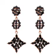 Dangle Push Back Baguette Earrings 925 Sterling Silver