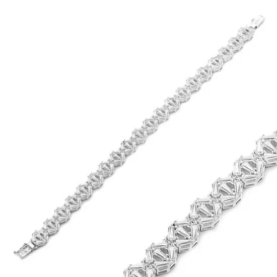 Turkish Handcrafted Baguette Sterling Silver Bracelet Turkish Handcrafted Baguette Sterling Silver Bracelet