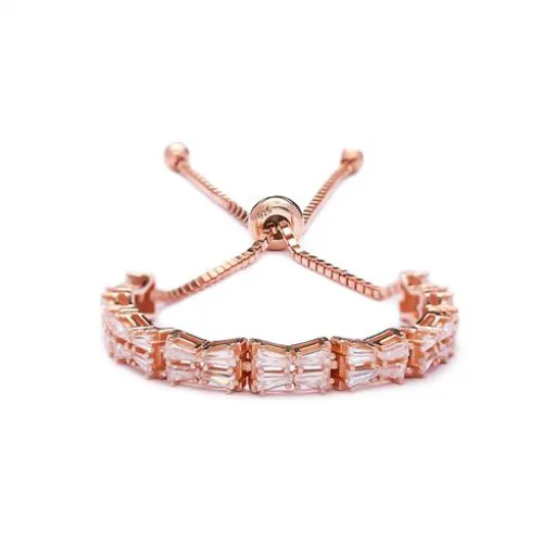 Turkish Baguette Shape CZ Tennis 925 Silver Bracelet